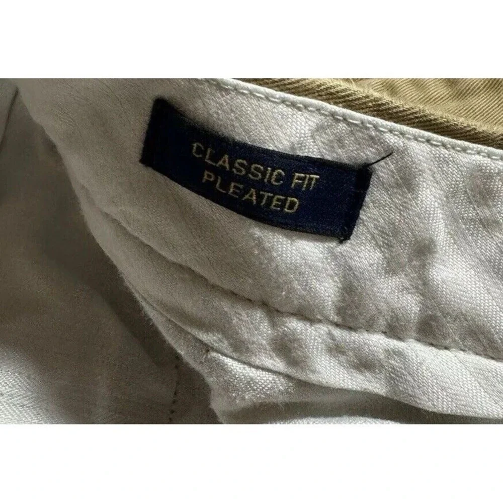 Polo Ralph Lauren Chinos Mens 36x32 Khaki Classic Fit Pleated Pants Preppy Dad